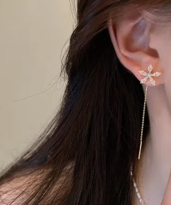 Shiny Fringe Flower Earrings