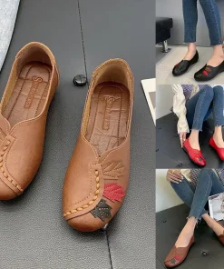 Women's Embroidered Low Heel Slip On Shoes