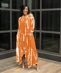 Loose Graffiti Tie – Dye Pocket Midi Dress