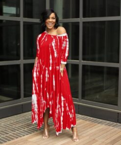 Loose Graffiti Tie – Dye Pocket Midi Dress