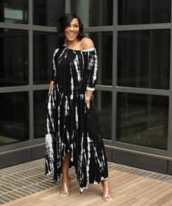 Loose Graffiti Tie – Dye Pocket Midi Dress