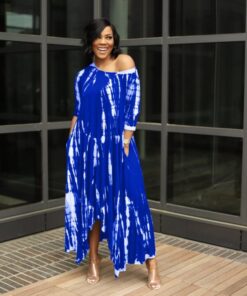 Loose Graffiti Tie – Dye Pocket Midi Dress