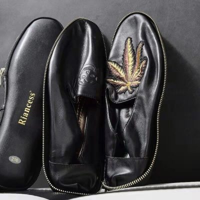 Japanese Style Casual Leather Slip On Shoes