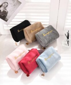 Flannel Embroidered Clutch Bag Cosmetic Bag