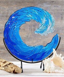 Ocean Wave Fused Glass Sculpture