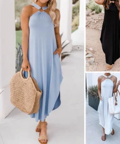 Off Shoulder Halter Long Dress