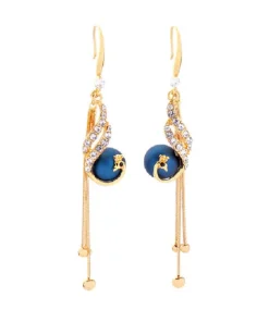 Golden Peacock Drop Earrings