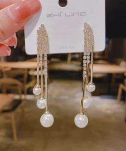 Fashion Diamond Ball Tassel Earrings