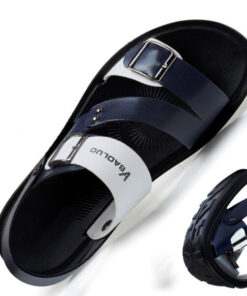 Summer Fashion Breathable Leather Men Beach Slippers