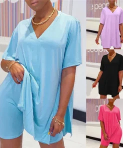 V Neck Dress & Shorts