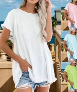 Women's Plain Tassel Casual Top