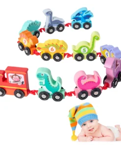 11pcs Wooden Dinosaur Trackless Trains