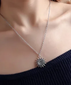 Stainless Steel Dainty Sun Pendant Necklace