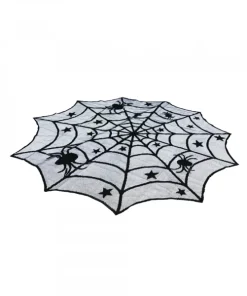 Black Lace Spiderweb Table Runner For Halloween