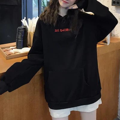 Cute Black Devil Hoodie With Horns And Wings