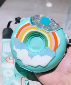 Cute Donut Water Bottle With Straw