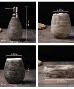 5-Piece Brushed Ceramic Bathroom Accessories Set