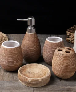 5-Piece Brushed Ceramic Bathroom Accessories Set