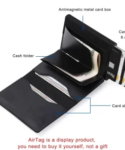 Genuine Leather Airtag Card Holder