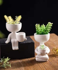 Human Shaped Ceramic Sitting Flower Pots