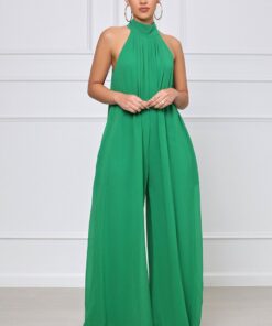 Halter Pleated Jumpsuit
