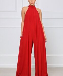 Halter Pleated Jumpsuit