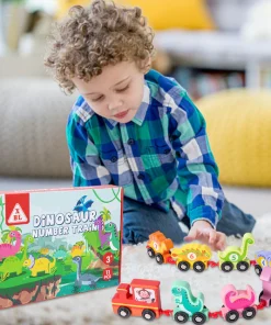 11pcs Wooden Dinosaur Trackless Trains