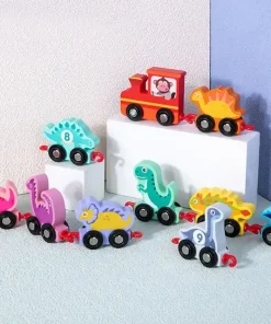 11pcs Wooden Dinosaur Trackless Trains