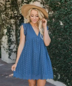 V-neck Summer Short Sleeve Lace Dress