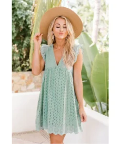 V-neck Summer Short Sleeve Lace Dress
