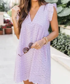 V-neck Summer Short Sleeve Lace Dress