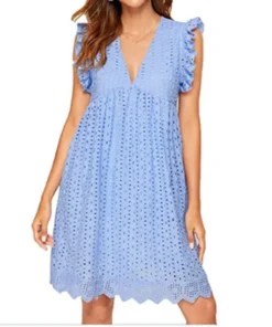 V-neck Summer Short Sleeve Lace Dress