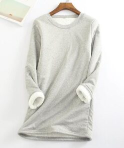 Casual Cotton Round Neck Solid Sweatshirt