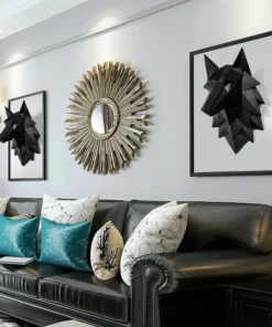3D Abstract Wolf Head Sculpture Wall Decor