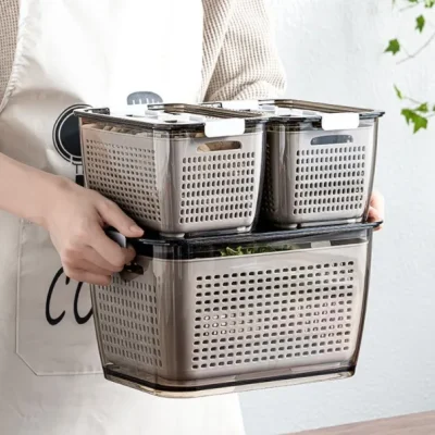 3 in 1 Food Storage Draining Crisper With Strainer Container