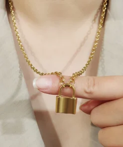 Gold & Silver Lock Necklace