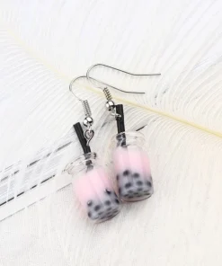 Cute Milk Tea Dangle Boba Earrings