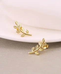 Curvy Leaf Branch Stud Earring