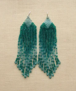 Beaded Earrings Emerald Fringe Earrings