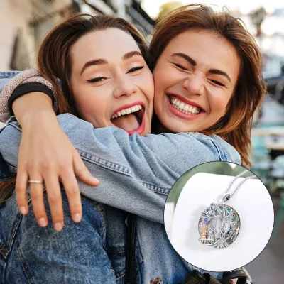 Tree Of Life Sister On The Swing Crystal Pendant Necklace