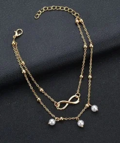 Double Chain Infinity Pearl Anklet