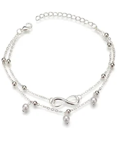 Double Chain Infinity Pearl Anklet