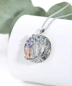 Tree Of Life Sister On The Swing Crystal Pendant Necklace
