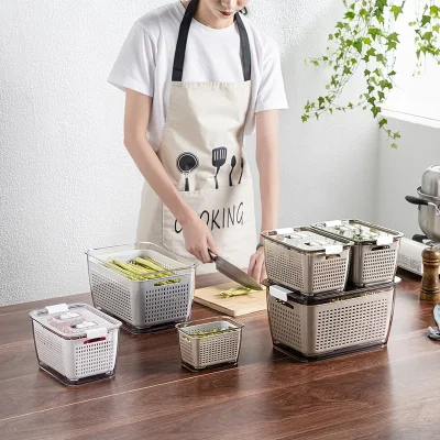 3 in 1 Food Storage Draining Crisper With Strainer Container