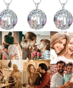 Tree Of Life Sister On The Swing Crystal Pendant Necklace