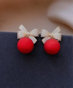 Red Zircon Crystal Christmas Earrings