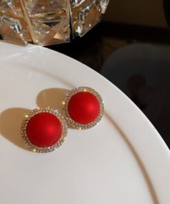 Red Zircon Crystal Christmas Earrings