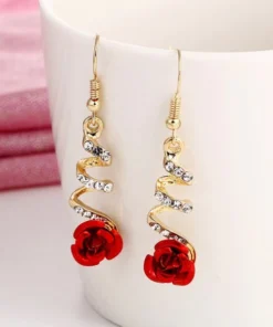 Red Zircon Crystal Christmas Earrings