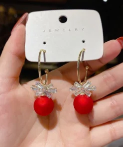 Red Zircon Crystal Christmas Earrings