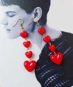 Red Zircon Crystal Christmas Earrings